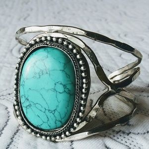 Handmade Turqouise Silver Statement Bracelet